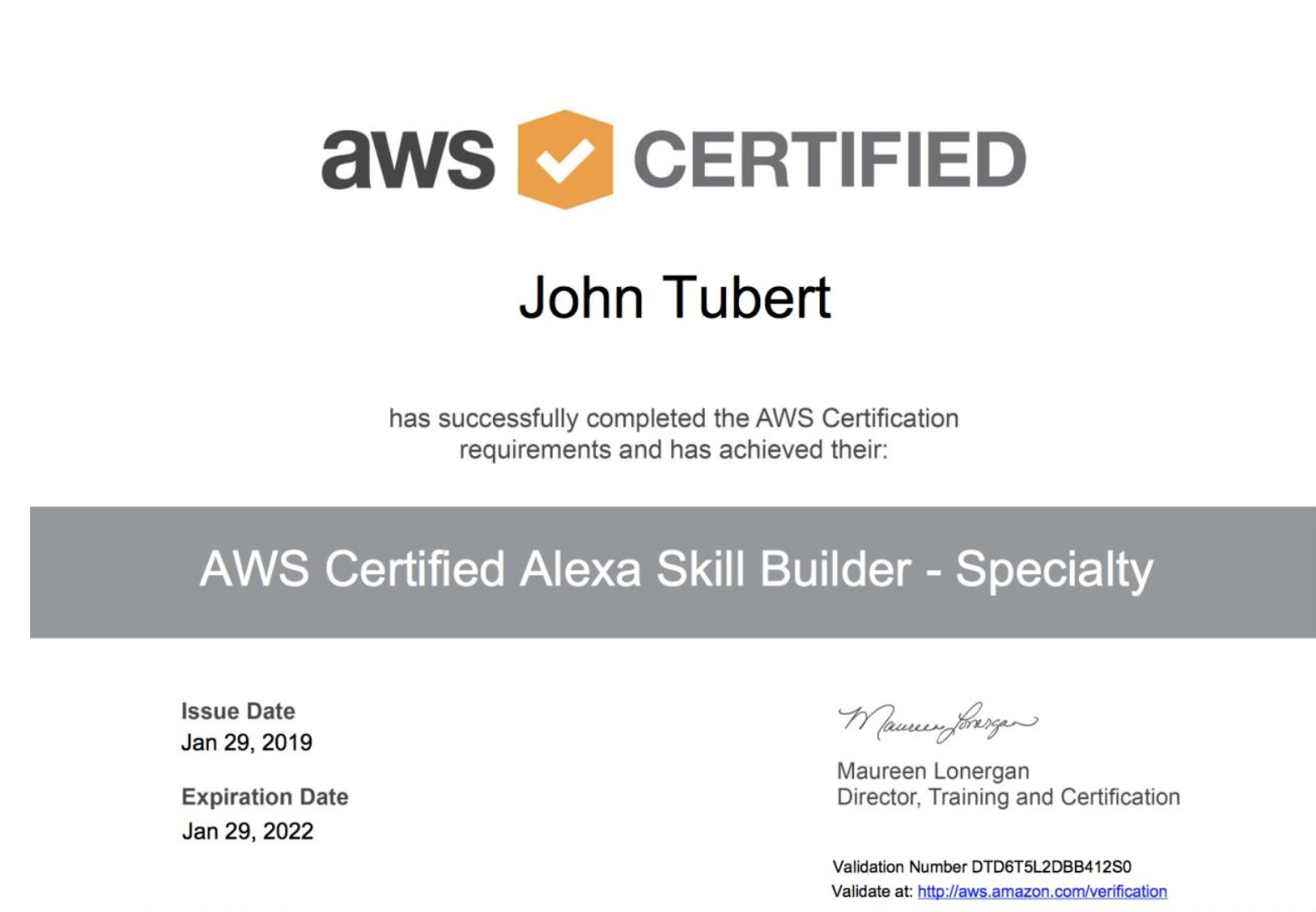 AWS Alexa Skill Builder Certification